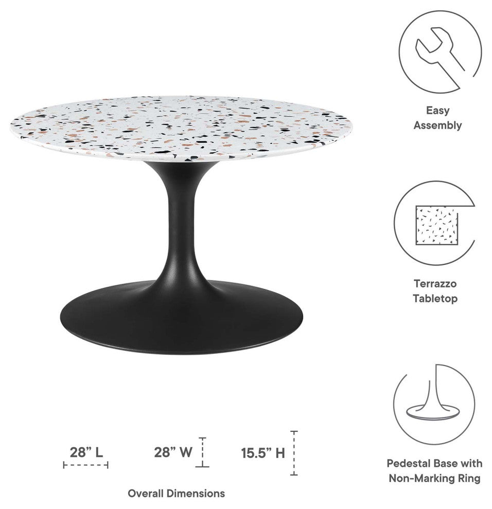 Coffee Table, Round, White Black, Wood, Metal, Modern, Lounge Cafe Hospitality