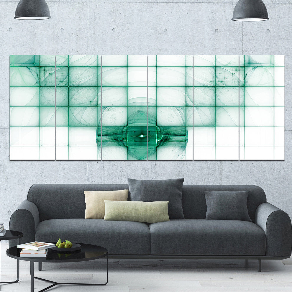 Light Blue Bat on Radar Screen, Abstract Canvas Art Print, 70"x28", 6 Panels
