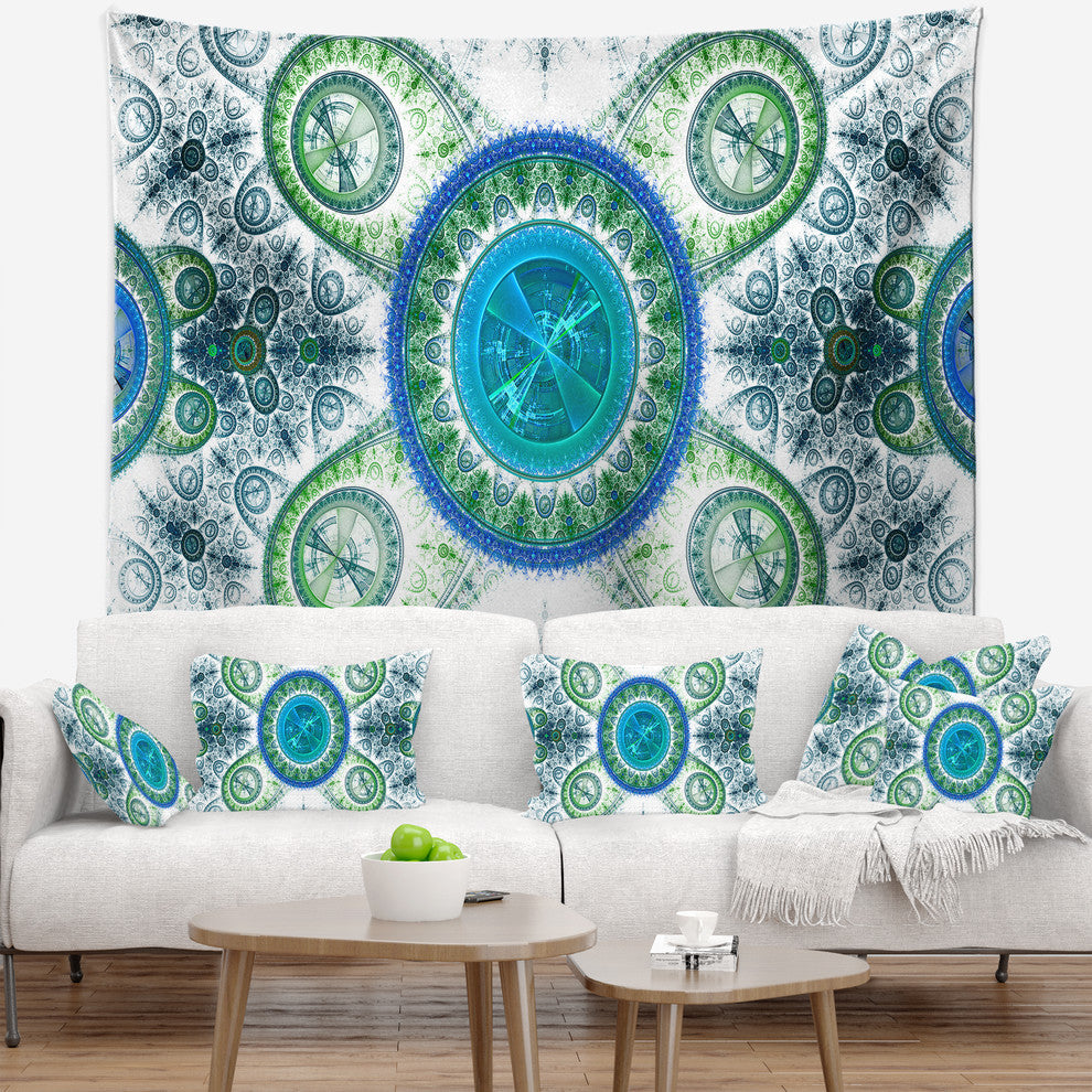 Blue Psychedelic Relaxing Art Abstract Wall Tapestry, 80"x68"