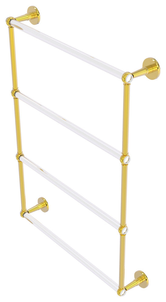 Clearview 4 Tier 24" Ladder Towel Bar with Twisted Accents, Polished Brass
