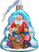 Keepsake Gift Giving Santa Scenic Glass Ornament