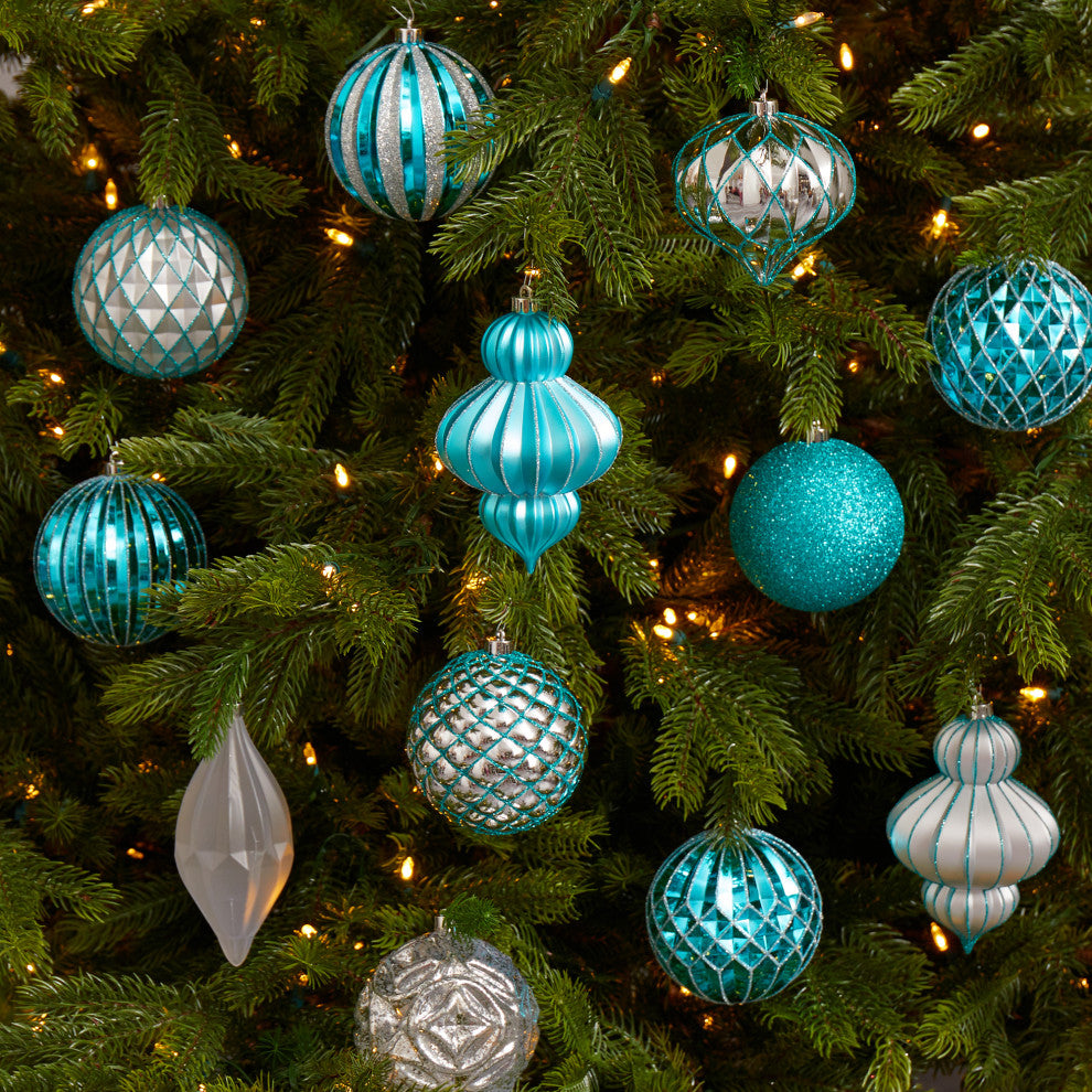 Holiday Lux Shatterproof, 12 Count Xmas Tree Ornaments, 100mm W/ Re-Useable Box