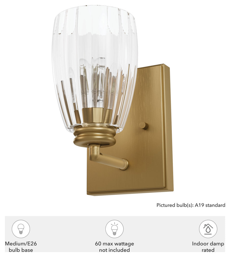 Rossmoor Luxe Gold With Clear Glass 1 Light Sconce Wall Light Fixture