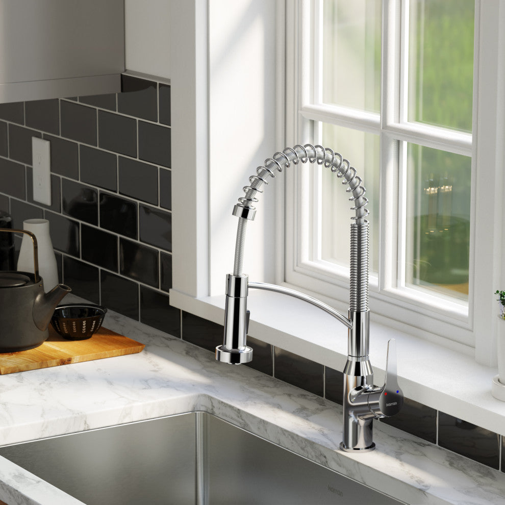 Karran Single-Handle Pull-Down Sprayer Kitchen Faucet, Chrome