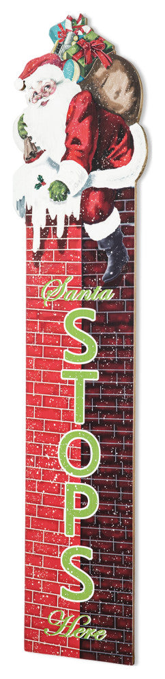 42"H Wood "Santa Stops Here" Porch Decor