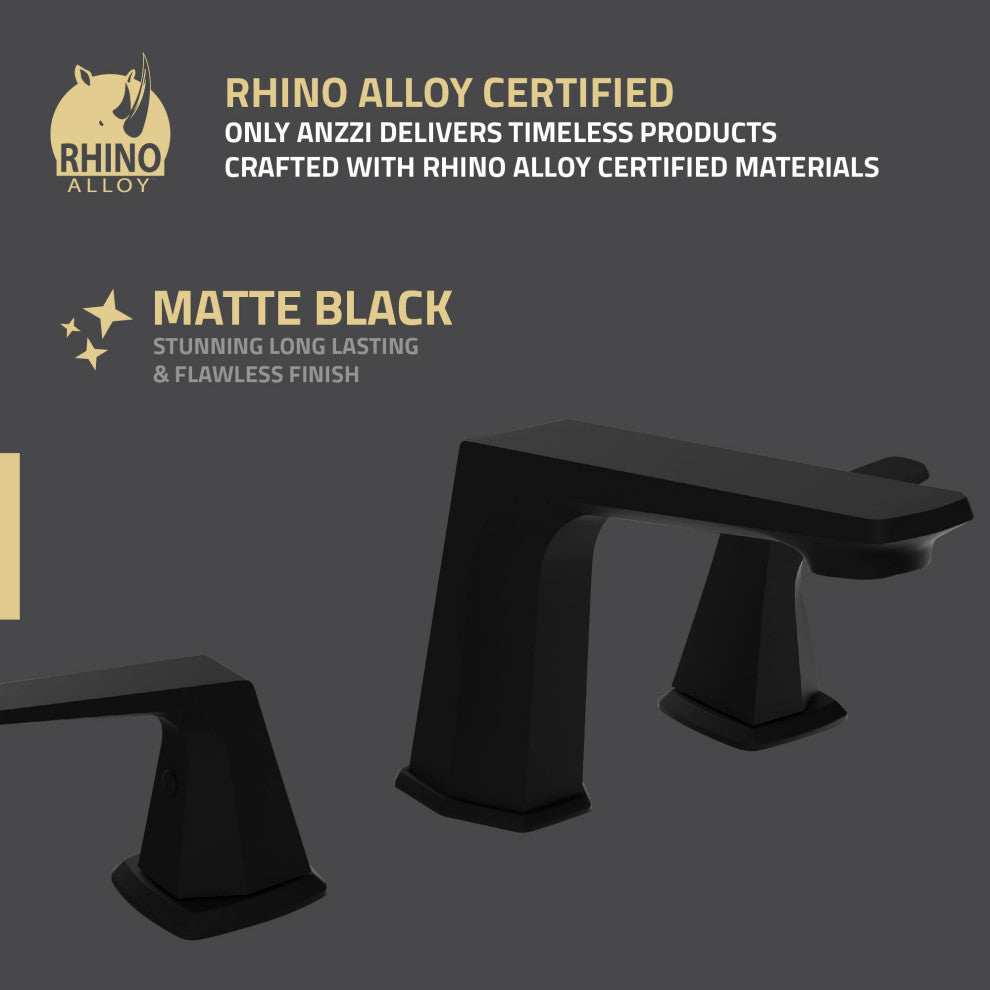 2-Handle 3-Hole Widespread Bathroom Faucet, Matte Black
