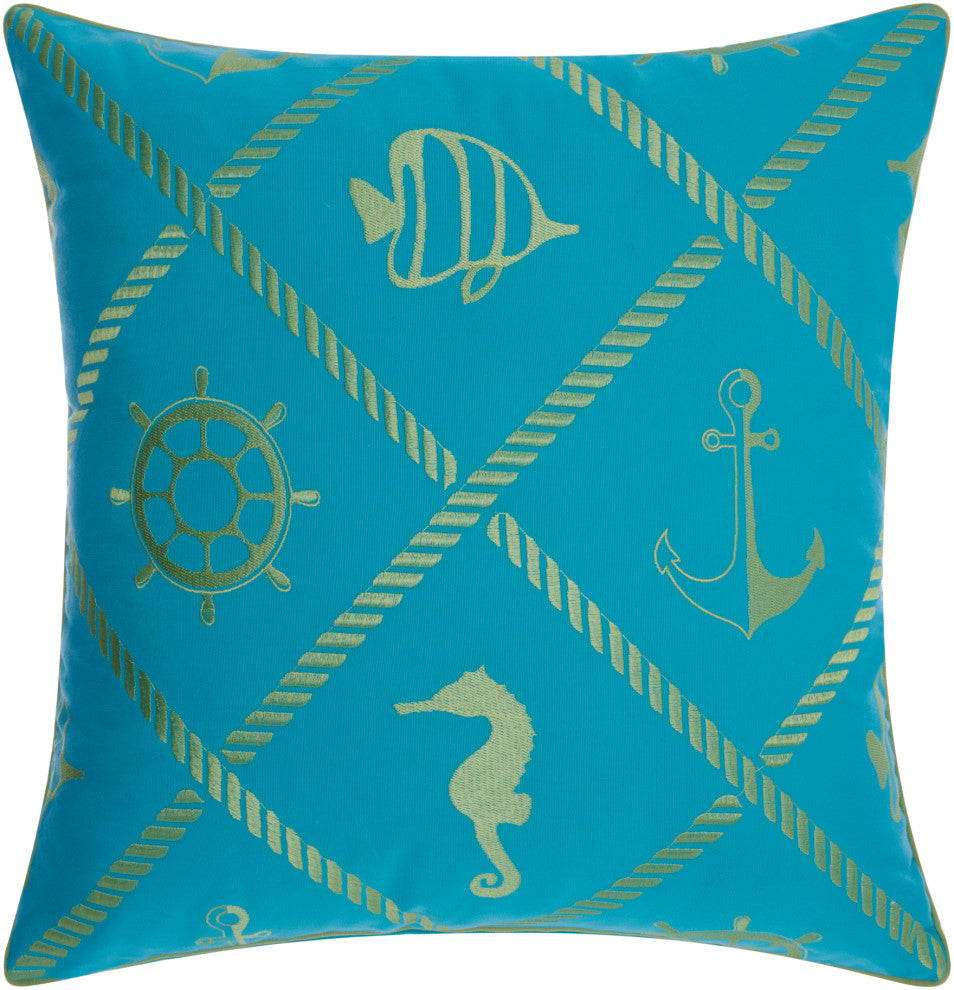Mina Victory L1504 Throw Pillow, Turqois/Green, 20" x 20"