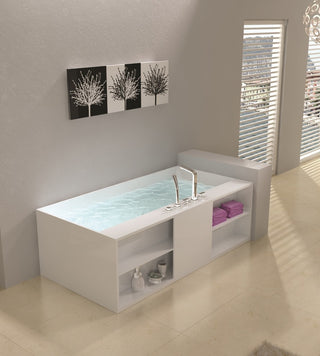 ADM Shelved Freestanding Bathtub, Matte White, 68.9"