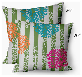 Flower Bursts Decorative Throw Pillow, Green, 20"x20"