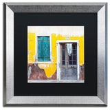 Michael Blanchette 'Yellow Chip' Art, Silver Frame, Black Mat, 16x16