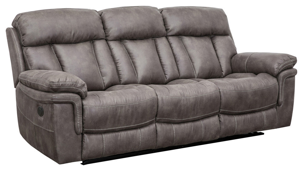 Estelle Power Reclining Sofa, Gunmetal Fabric