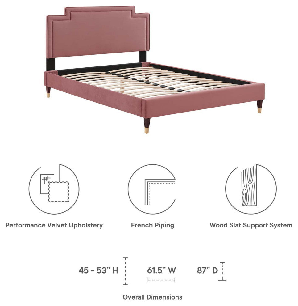 Liva Performance Velvet King Bed, Dusty Rose