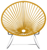 Innit Indoor/Outdoor Handmade Rocker, Gold Weave, Chrome Frame