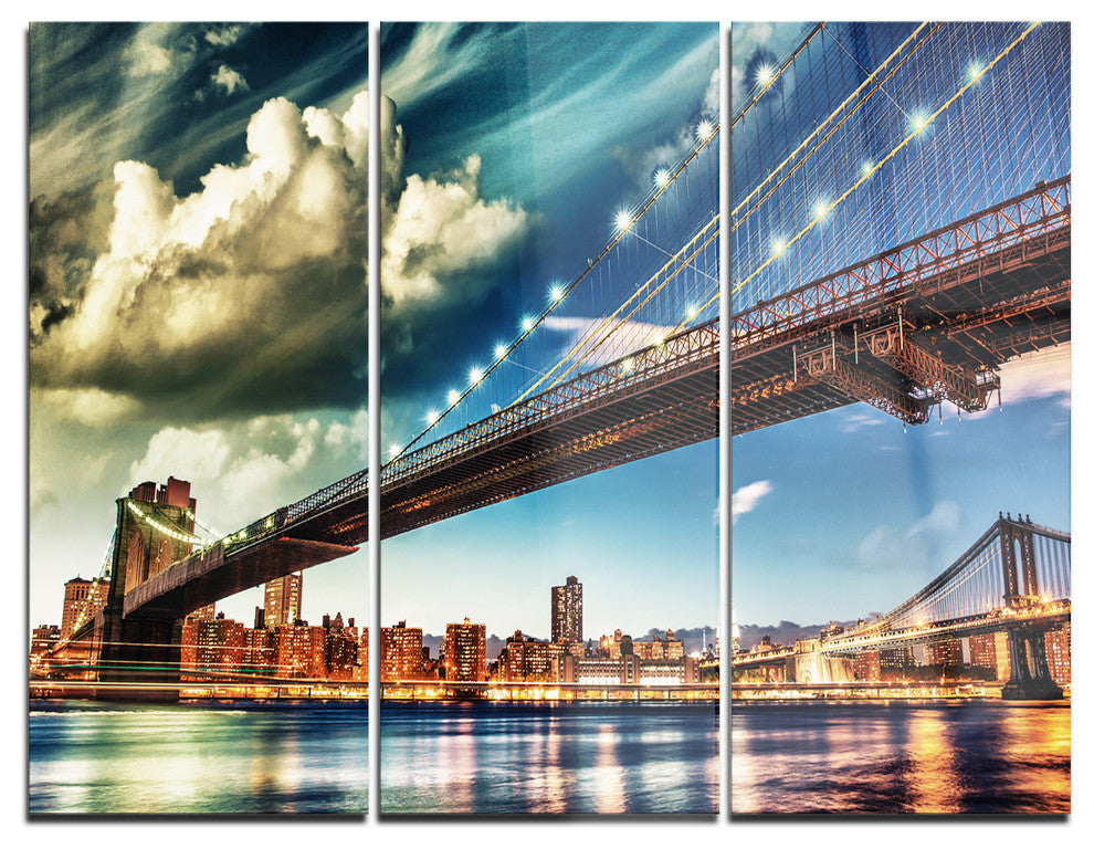 "Manhattan Skyline at Summer" Photo Metal Wall Art, 3 Panels, 36"x28"