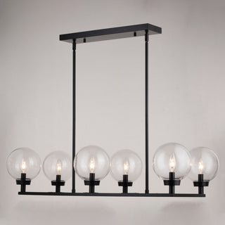 Vaxcel Lighting H0278 Lander 6 Light 35"W Linear Chandelier - Matte Black