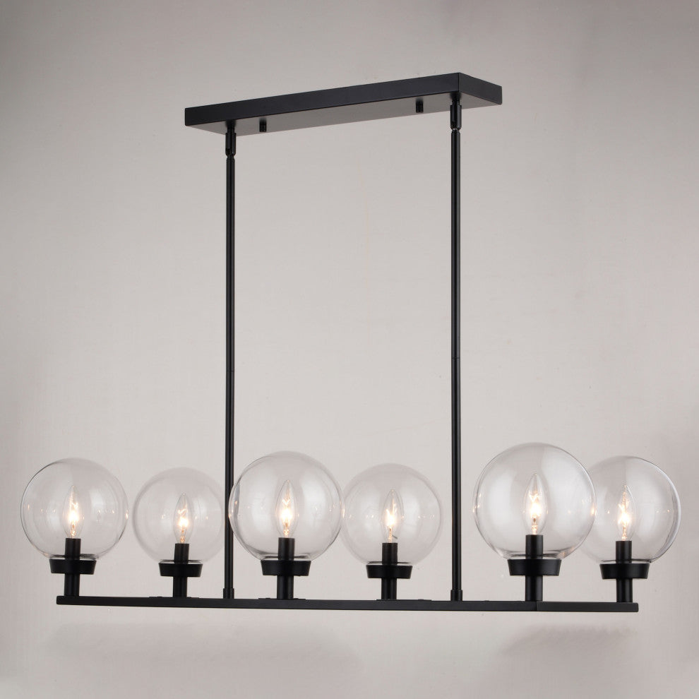 Vaxcel Lighting H0278 Lander 6 Light 35"W Linear Chandelier - Matte Black