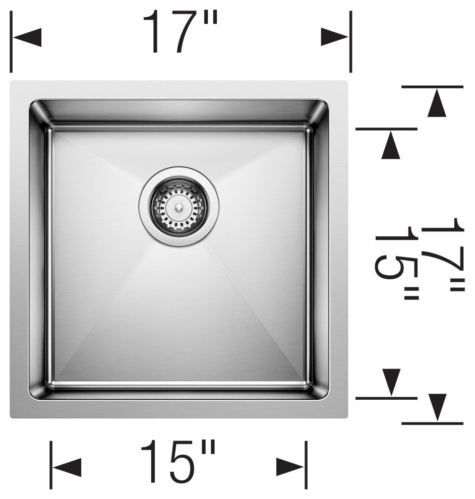 Blanco 443144 Quatrus 17" Undermount Single Basin Stainless Steel - Refined