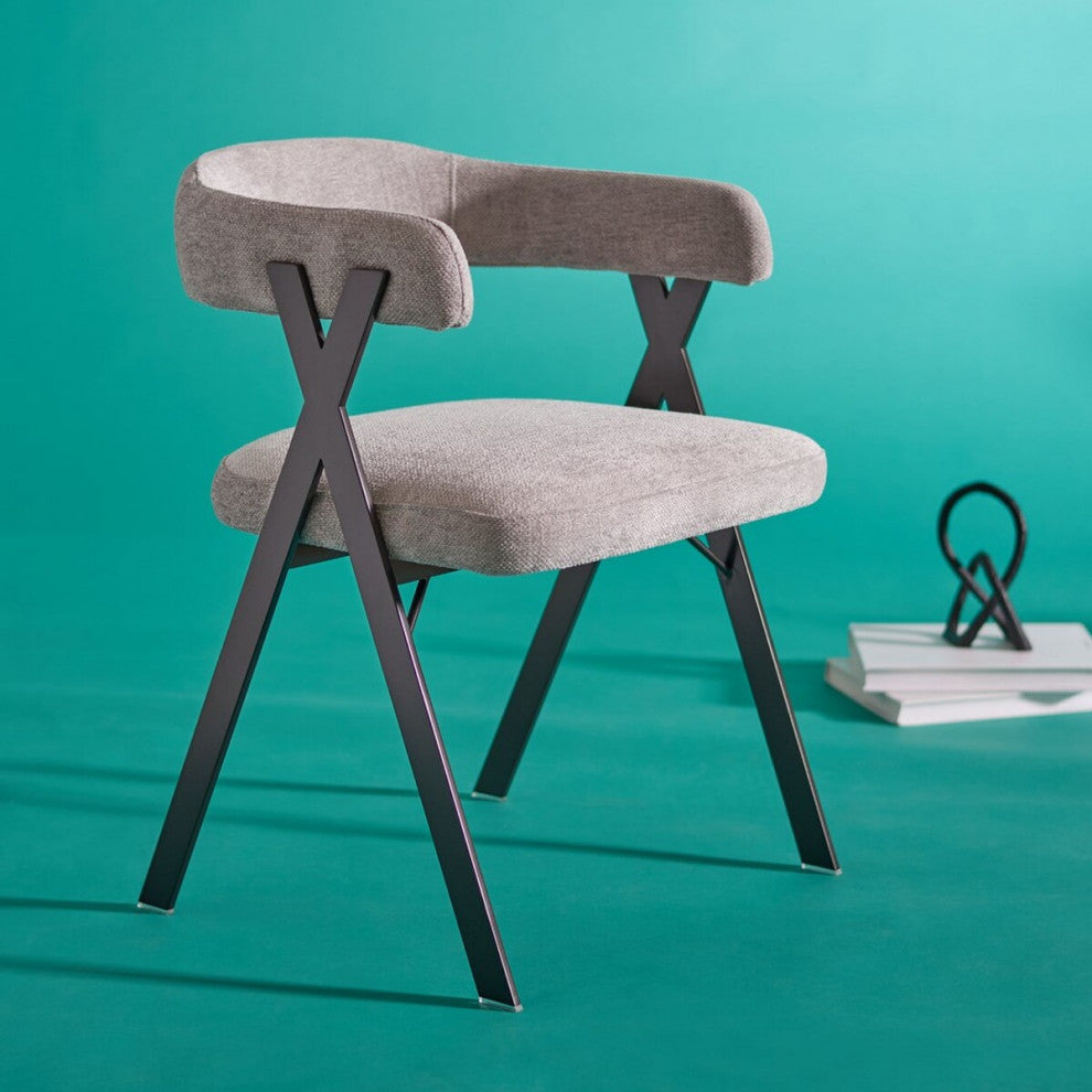 Safavieh Izzy Chenille Dining Chair Grey/Black