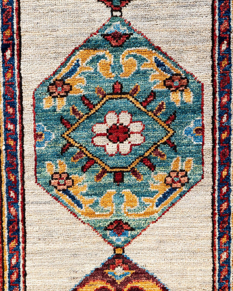 Tribal One-of-a-Kind Hand-Knotted Area Rug Beige, 2' 8" x 9' 9"