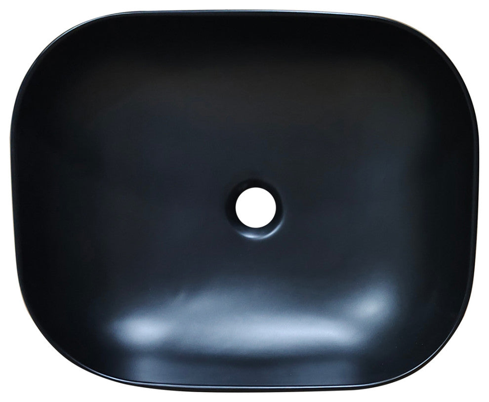 20x16" Oval Black Finish Ceramic Vessel Bathroom Vessel Sink