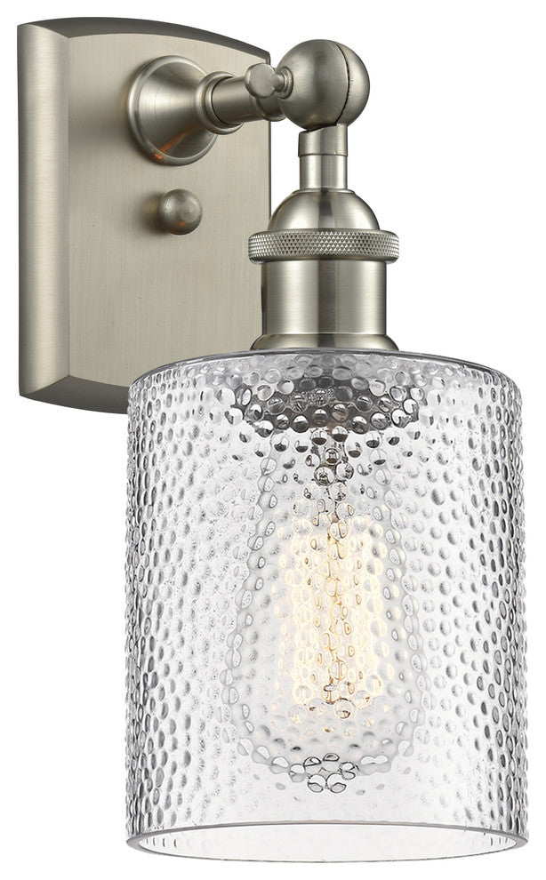 Cobbleskill 1-Light Sconce, Clear Ripple Glass, Satin Brush Nickel