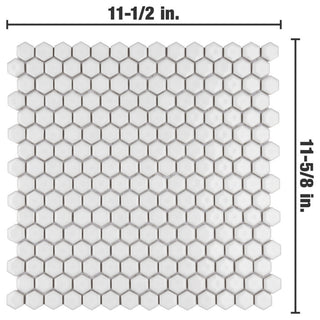 Colmena Hex Porcelain Floor and Wall Mosaic Tile, Glossy White