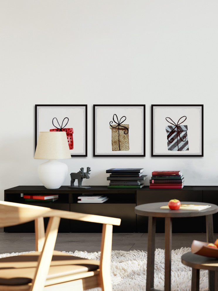 Christmas Presents Triptych, 3-Piece Set, 18x18
