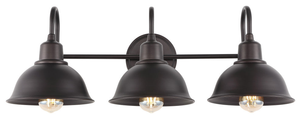 Frisco Farmhouse Industrial Iron LED Vanity, Oil Rubbed Bronze, 3-Light