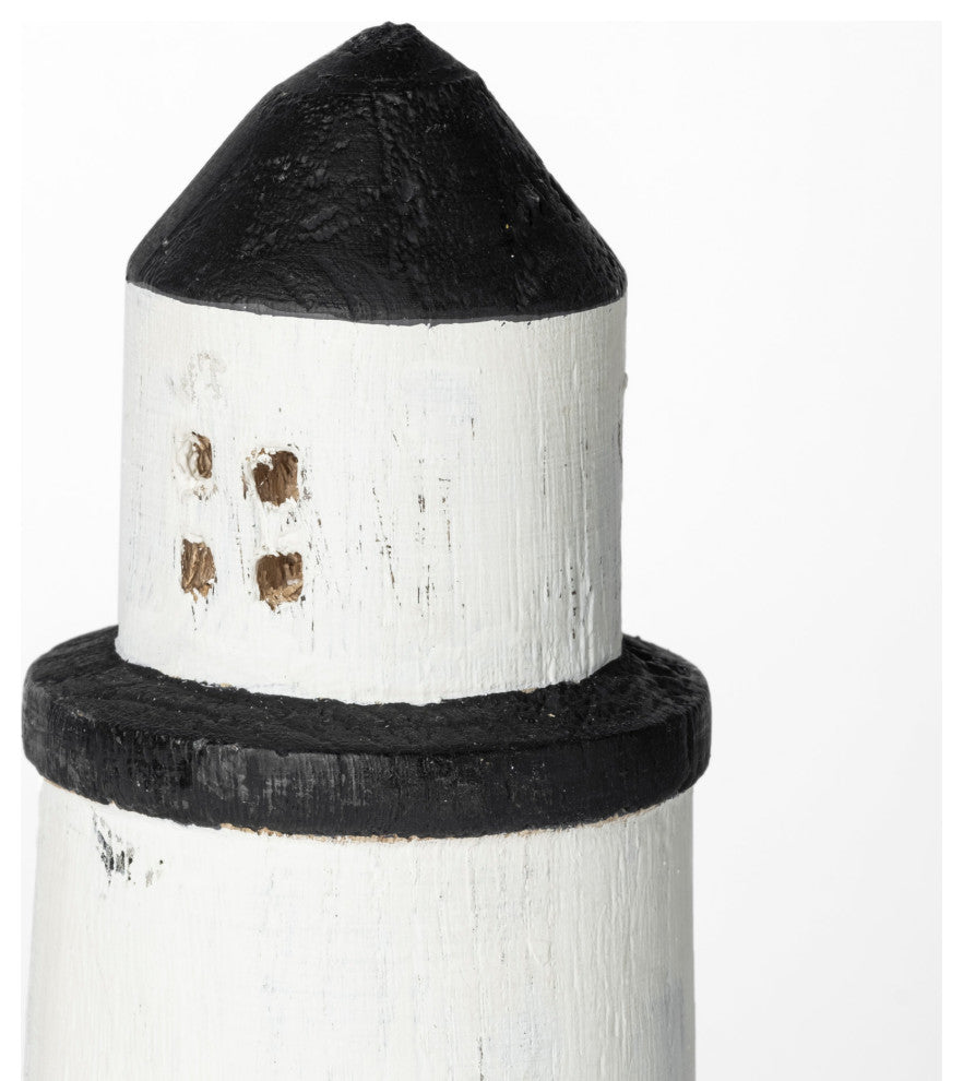 Abner, Large, 4Lx4W White Wooden Coastal Lighthouse