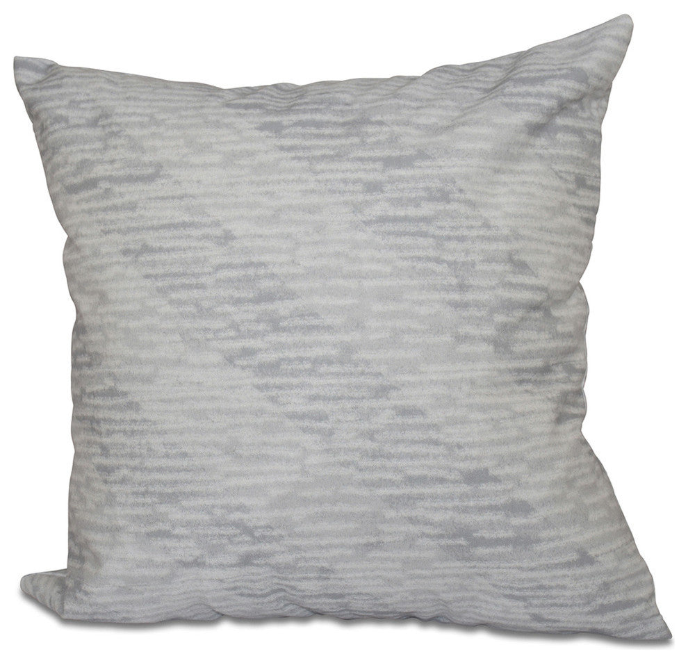 Marled Knit Stripe, Geometric Print Pillow, Gray, 16"x16"