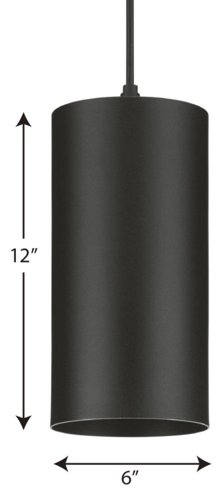 Cylinder 6" 1-Light LED Modern Outdoor Pendant Hanging Light, Black