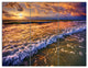 Beautiful Sunset with White Waters, Seashore Canvas Art Print, 36x28, 3 Panels