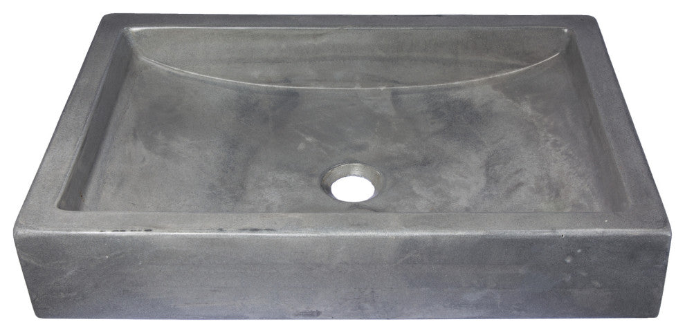 Eden Bath EB_N008DG 22-in. Shallow Wave Concrete Vessel Sink - Dark Gray