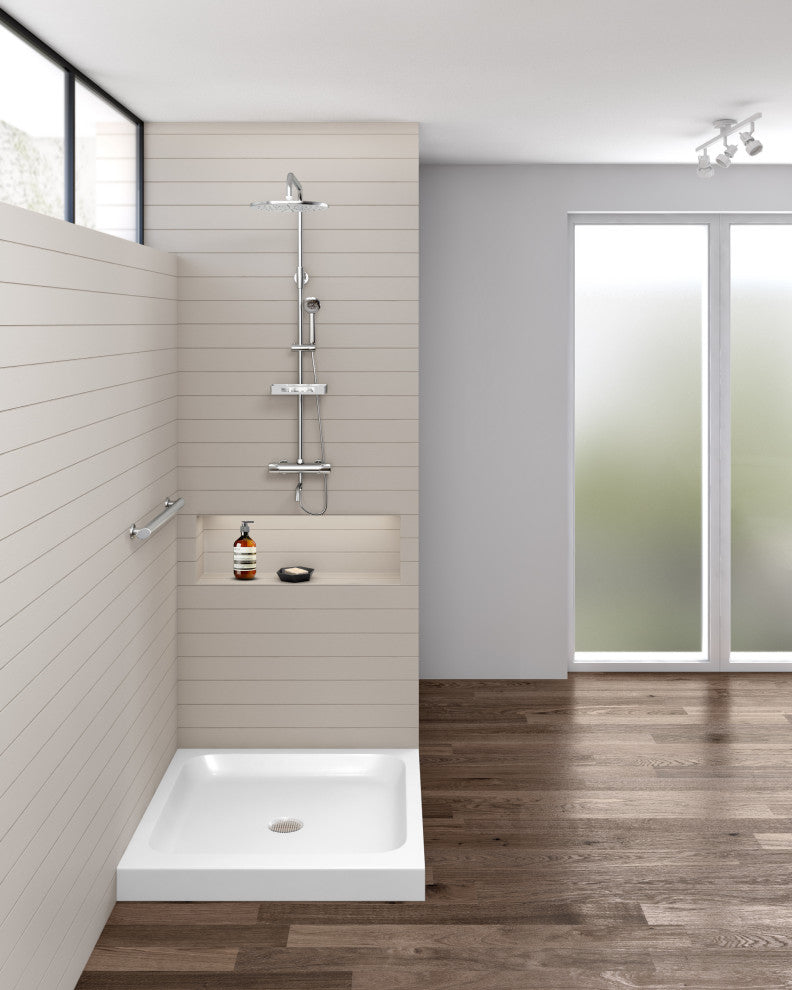 Fine Fixtures Double Threshold Acrylic Shower Base, 30 X 30, Universal