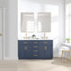 Gavino Vanity With Grain White Composite Stone Top, Royal Blue/Brushed Gold, 60", With Mirror