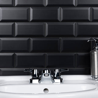 Crown Heights Beveled Ceramic Wall Tile, Matte Black