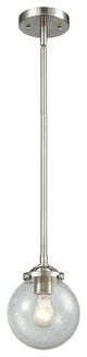 1-Light Beacon 6" Mini Pendant, Brushed Satin Nickel, Glass: Seedy