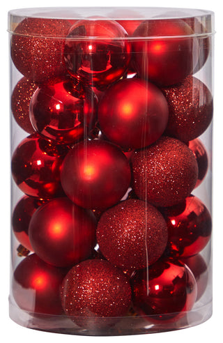 Holiday Xmas 30 Count 2.5" Shatterproof Ornament Set With Re-Useable Container