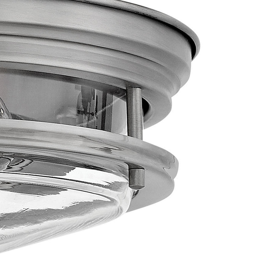Hinkley Hadley Small Flush Mount, Antique Nickel With Clear Glass