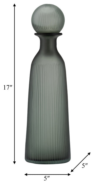 Glass, 17"H Vase, Lid, Green/Smoke