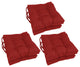16" Spun Polyester Solid Outdoor Square Tufted Chair Cushions, Set of 6, Paprika
