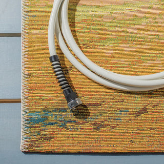 Safavieh Barbados Collection Indoor-Outdoor, BAR510 Rug, Blue/Gold, 5'3" Square