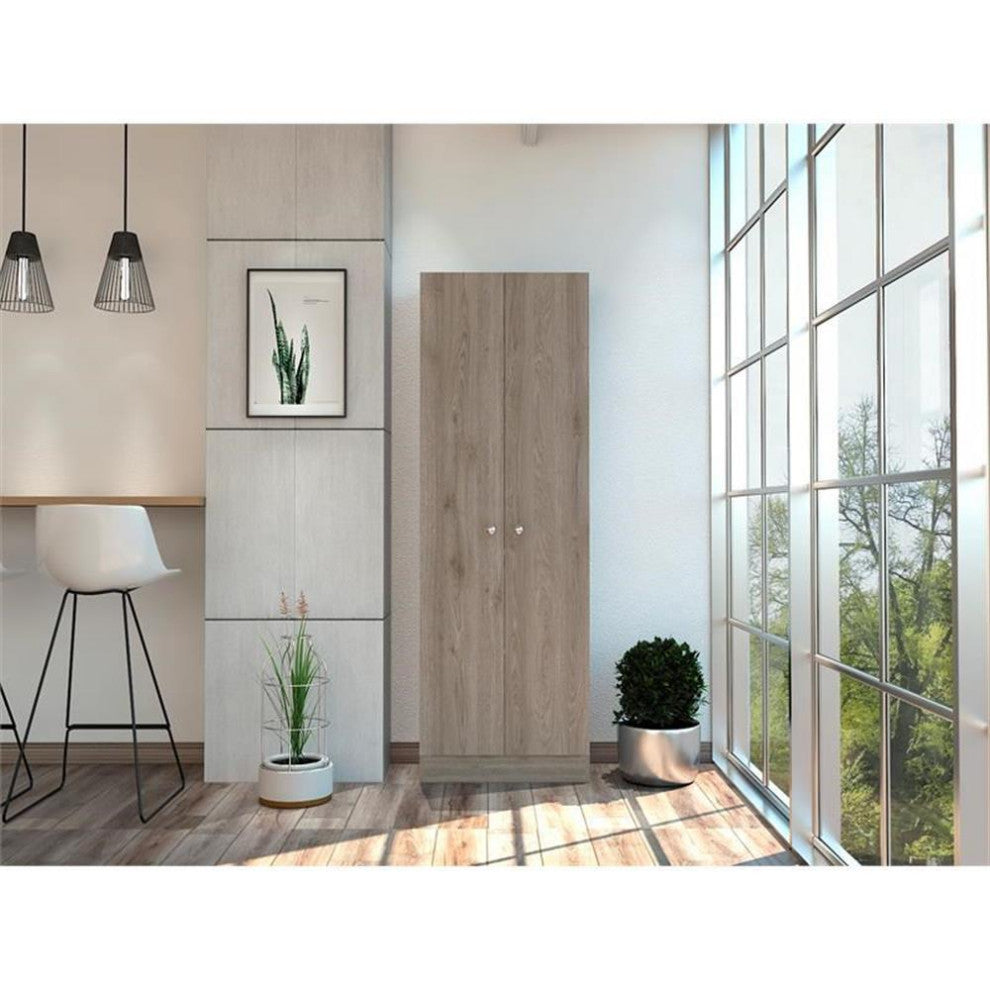 Pemberly Row 2-Door Modern Engineered Wood Multistorage Pantry Cabinet in Gray