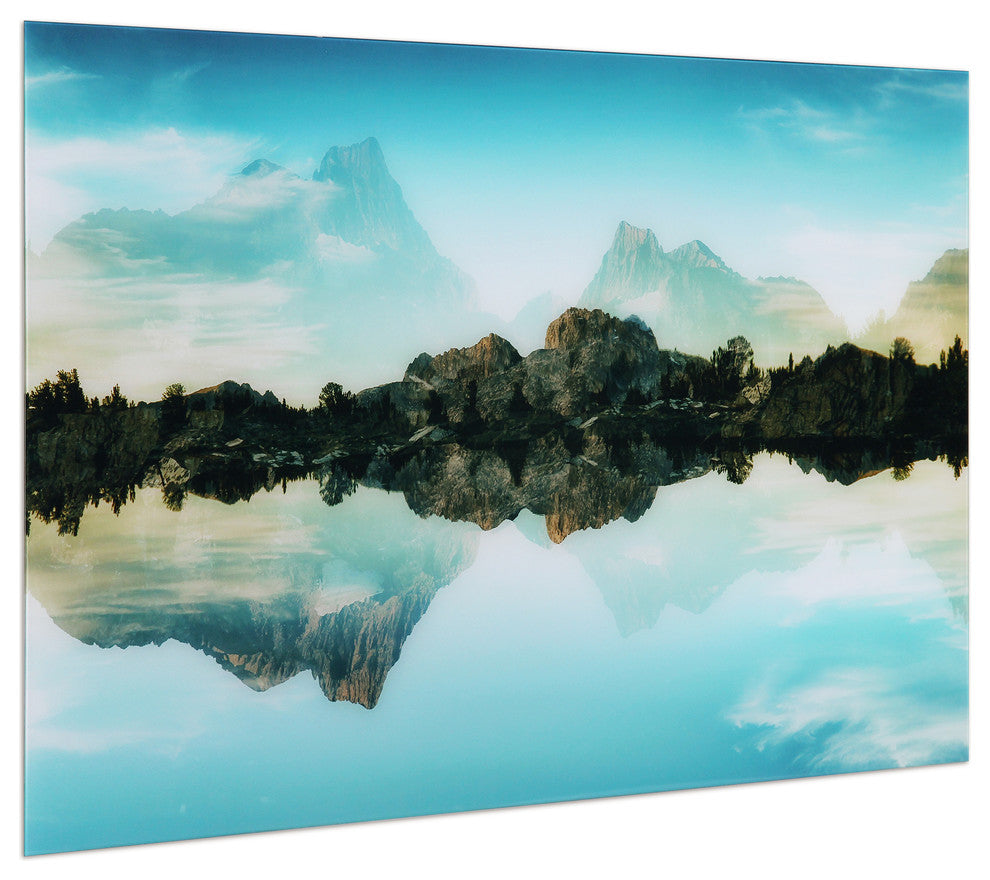 Quiet Waters Lakeside Landscape Wall Art Tempered Glass Contemporary Artwork