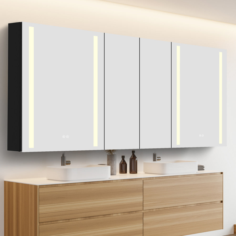 60"x30" Surface Mount Frameless Aluminum LED Medicine Cabinet With Anti-Fogger