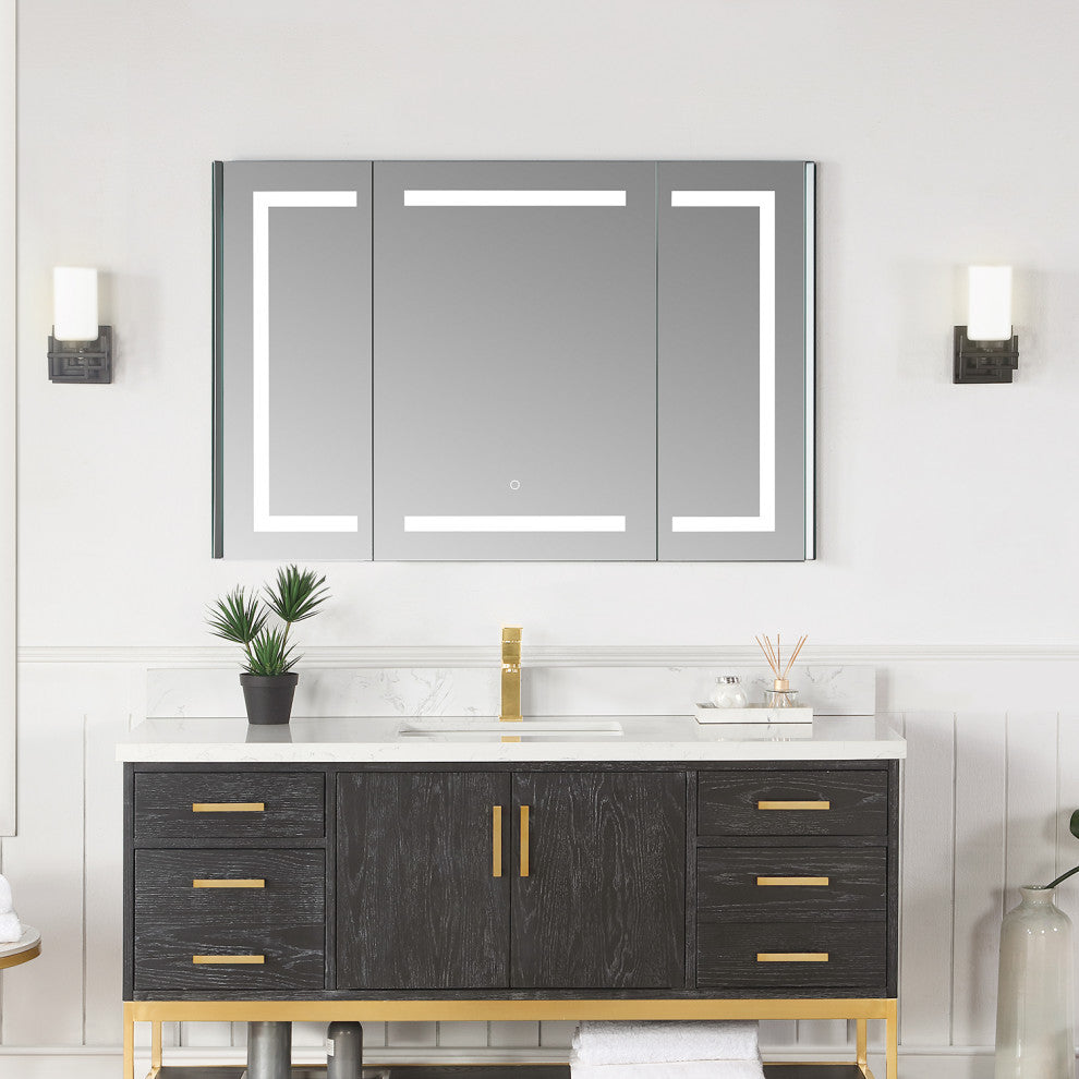 Bojano Frameless Surface-Mount/Recessed LED Lighted Medicine Cabinet, 48"