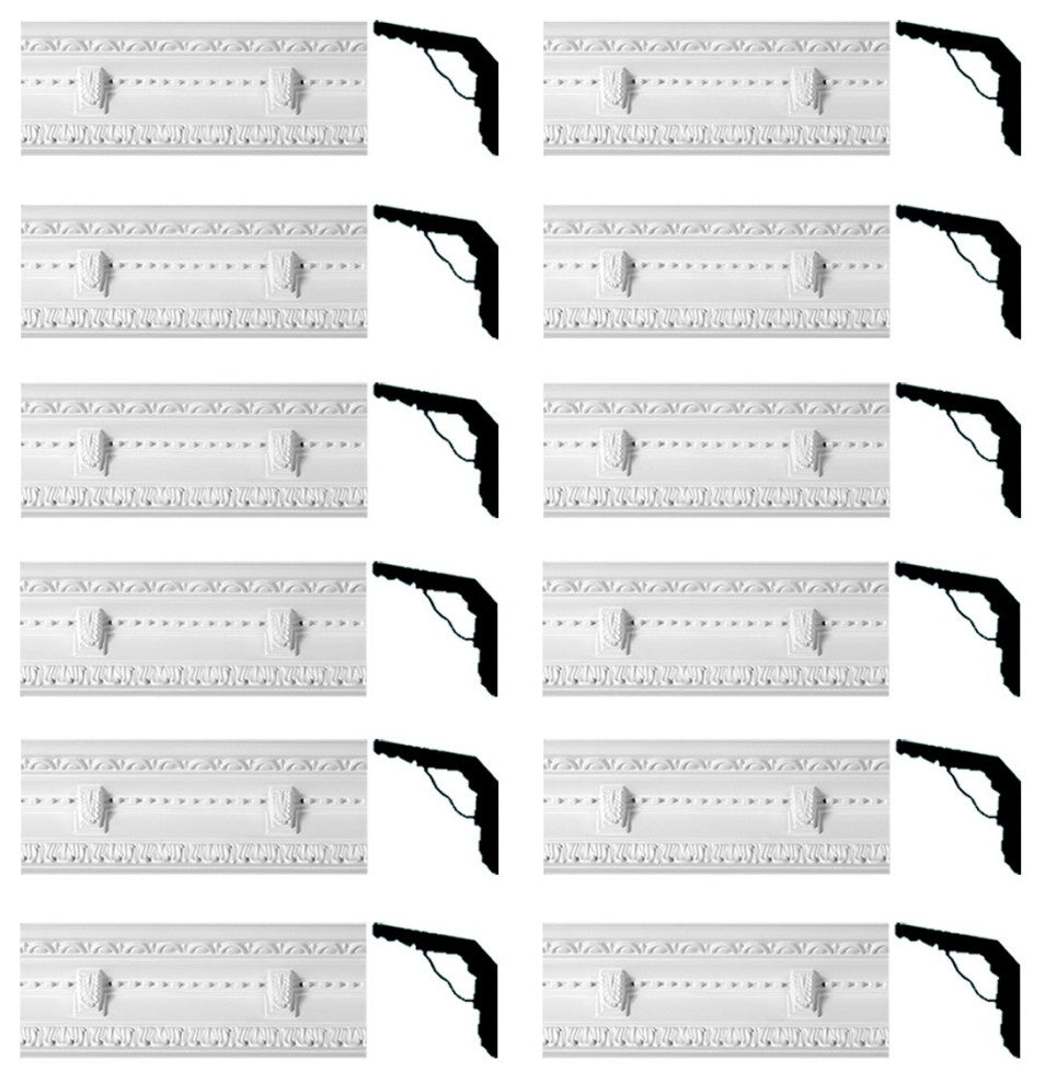 Cornice White Urethane Lindsey Ornate Design 12 Pieces Totaling 882" Length