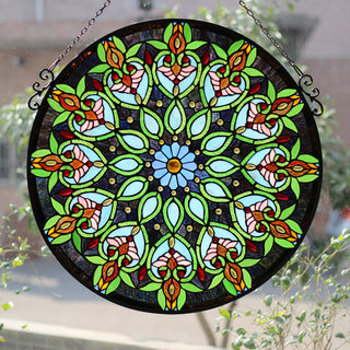 CHLOE Lighting ARABELLA Tiffany-Style Victorian Stained Glass Window Panel