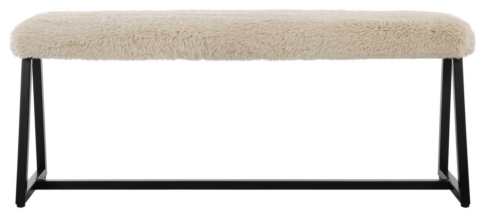 Uttermost 23056 Taupo 48"W Bench - Toasty Beige / Matte Black