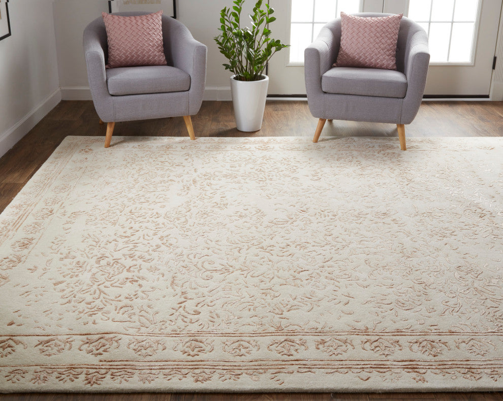 Weave & Wander Khalo Wool Rug, Ivory/Blush, 10' X 14'